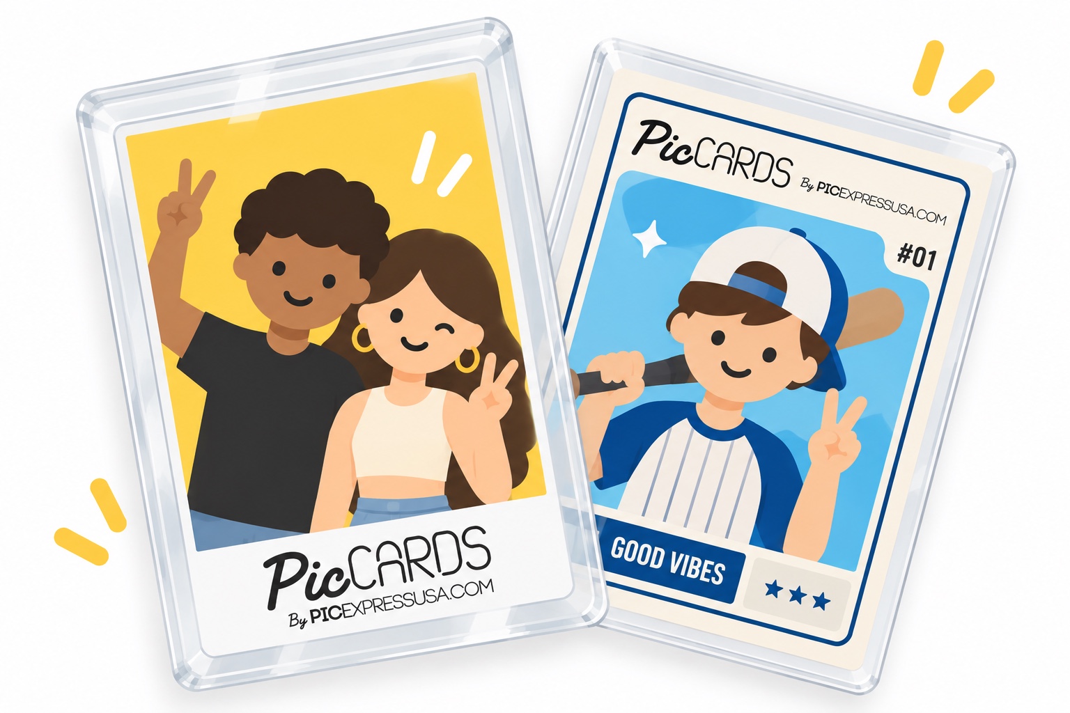 Ilustración de tarjetas acrílicas personalizadas PicCards